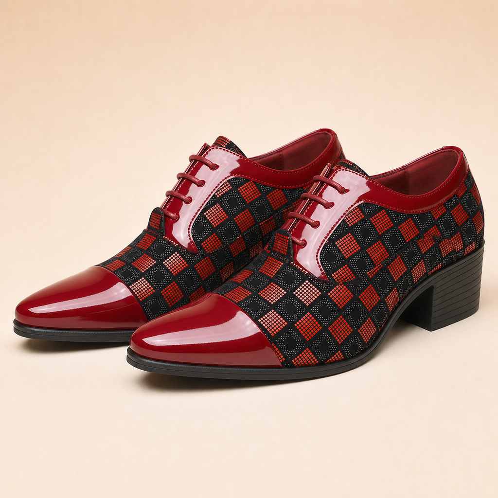 Grayson Leather Pointed-Toe Shoes — Red