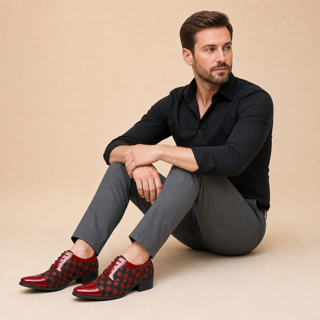 Grayson Leather Pointed-Toe Shoes — Red