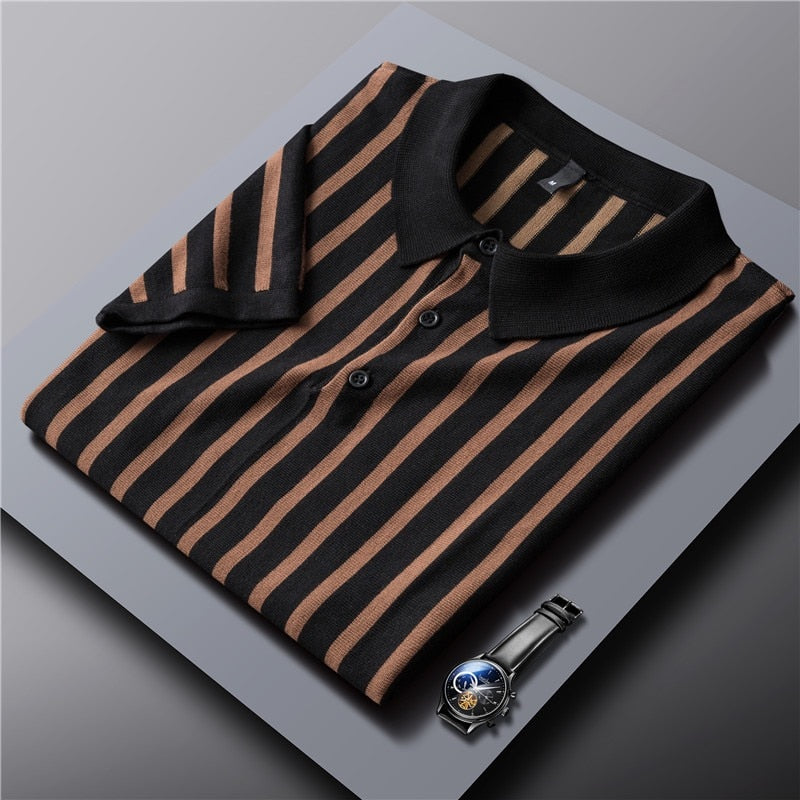 Ravello Striped Viscose Polo Shirt