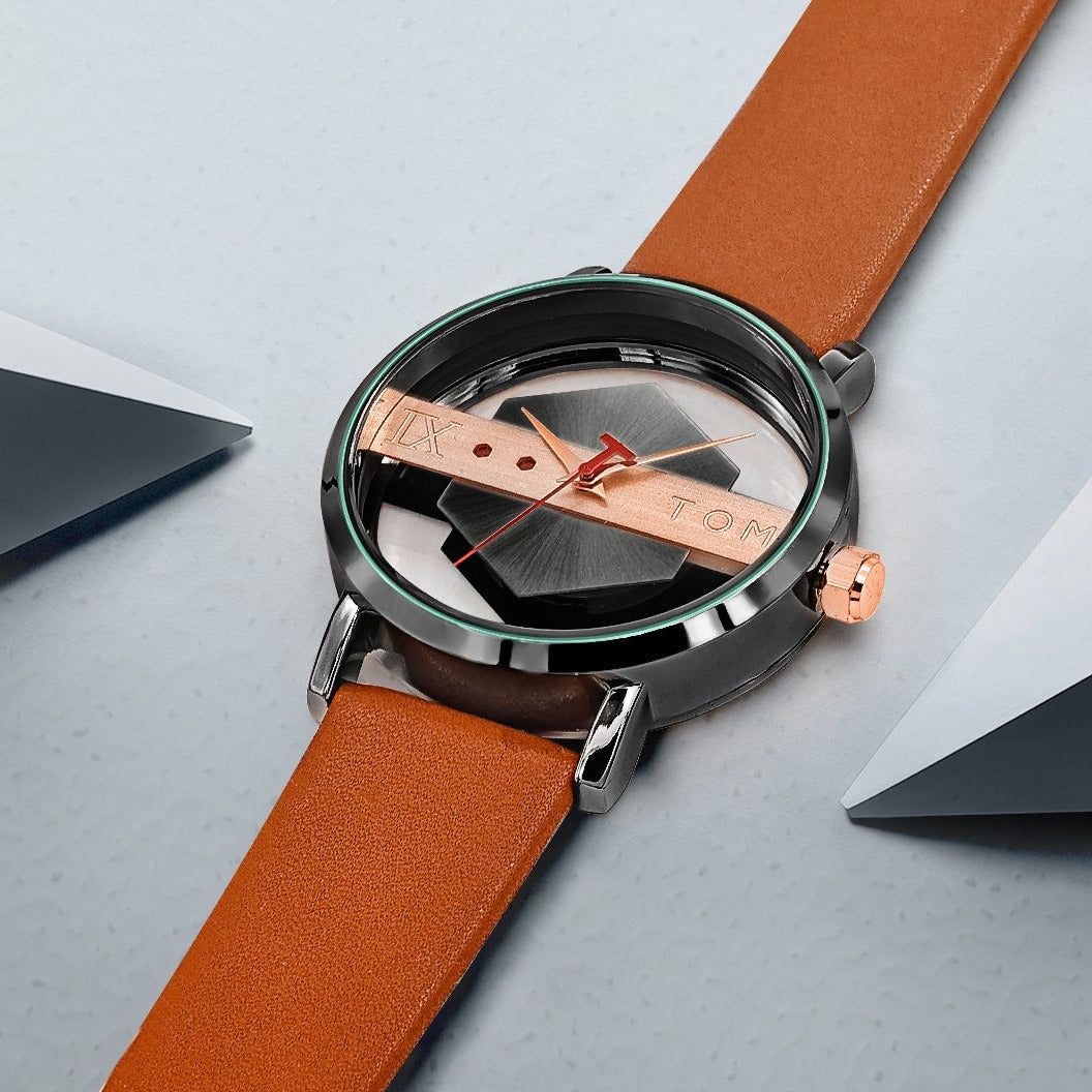 Ashford Leather Hexagon Dial Dress Watch
