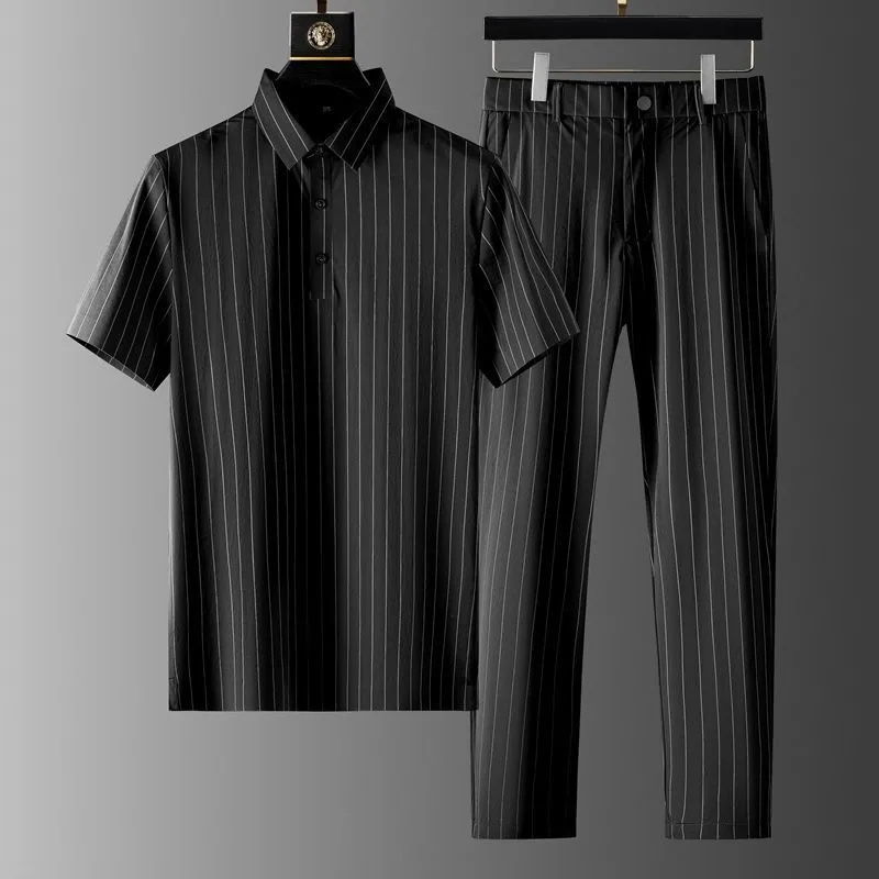 Valero Striped Short-Sleeve Shirt And Straight Trousers Set