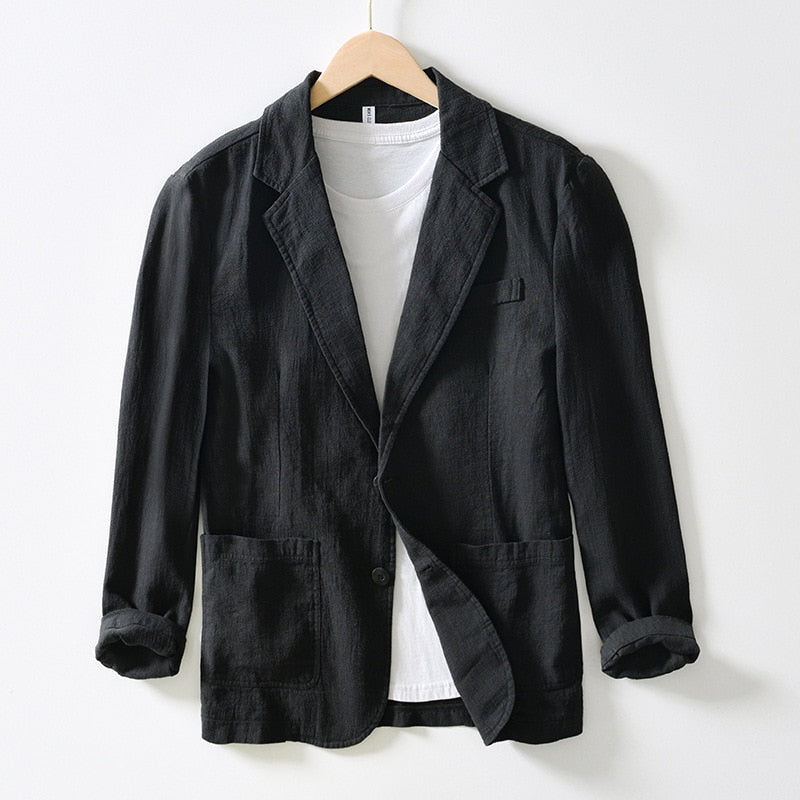 Cavendish Linen Notched-Lapel Blazer