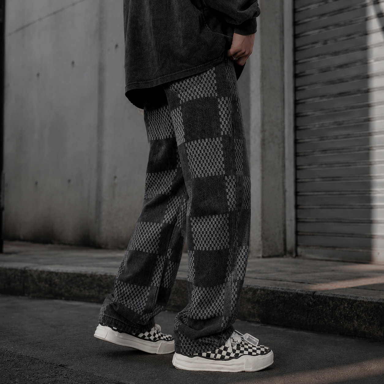 Veston Checkered Straight-Leg Pants