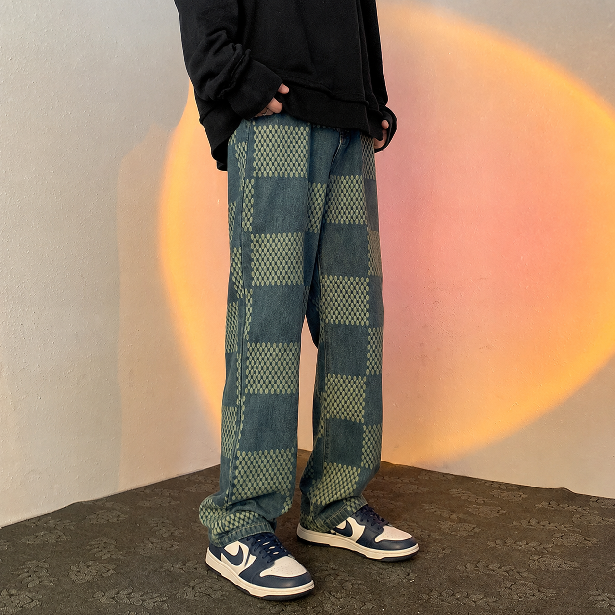 Veston Checkered Straight-Leg Pants