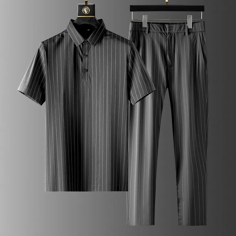 Valero Striped Short-Sleeve Shirt And Straight Trousers Set