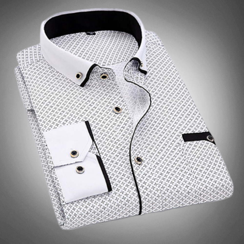 Stratford Slim Fit Cotton Dotted Dress Shirt