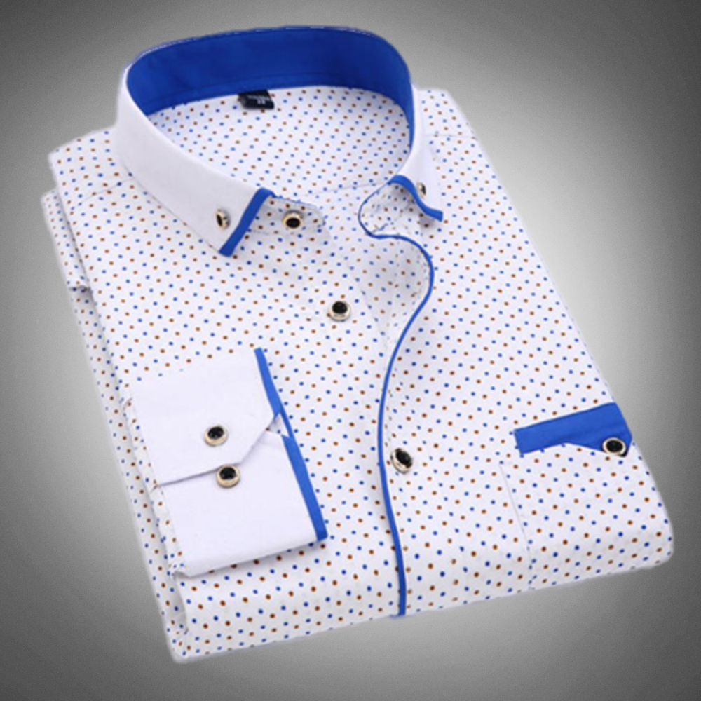 Stratford Slim Fit Cotton Dotted Dress Shirt