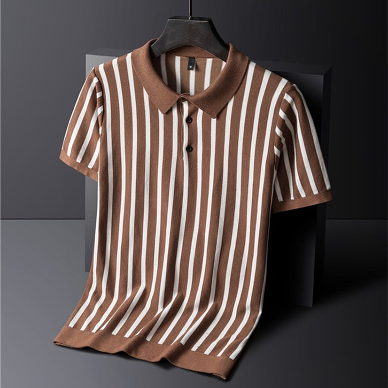 Ravello Striped Viscose Polo Shirt