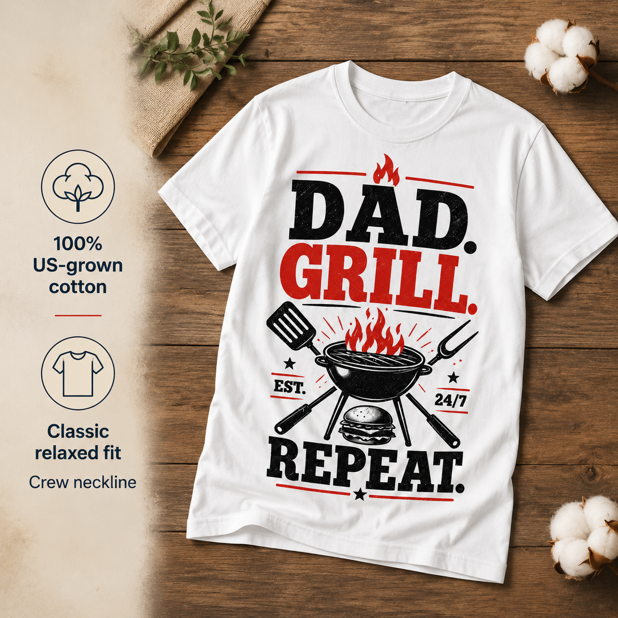 Grillin' Cotton Crew Neck Tee