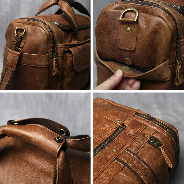 Ashford Genuine Leather Weekender Duffle Bag