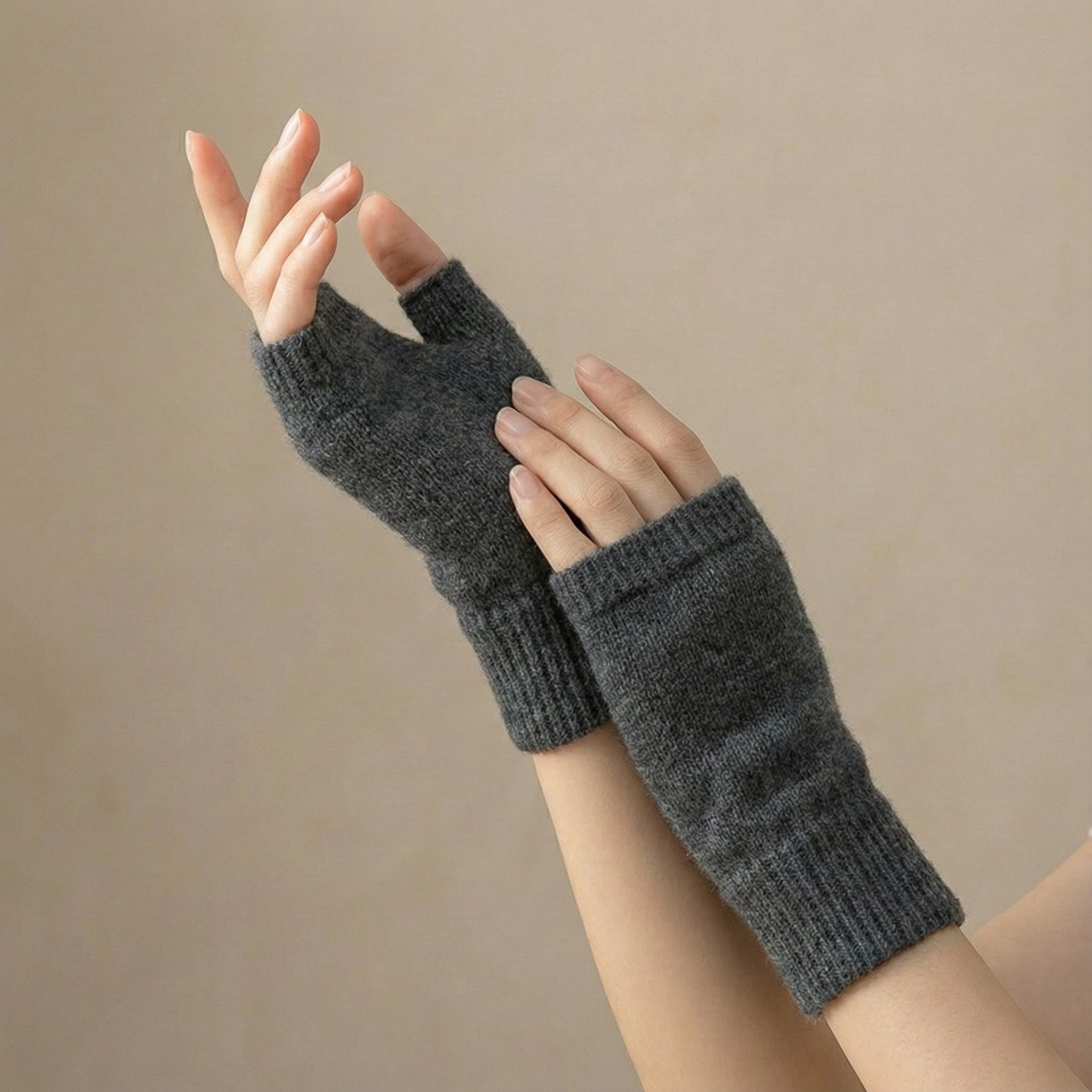 Aspen Open-Finger Cashmere Gloves