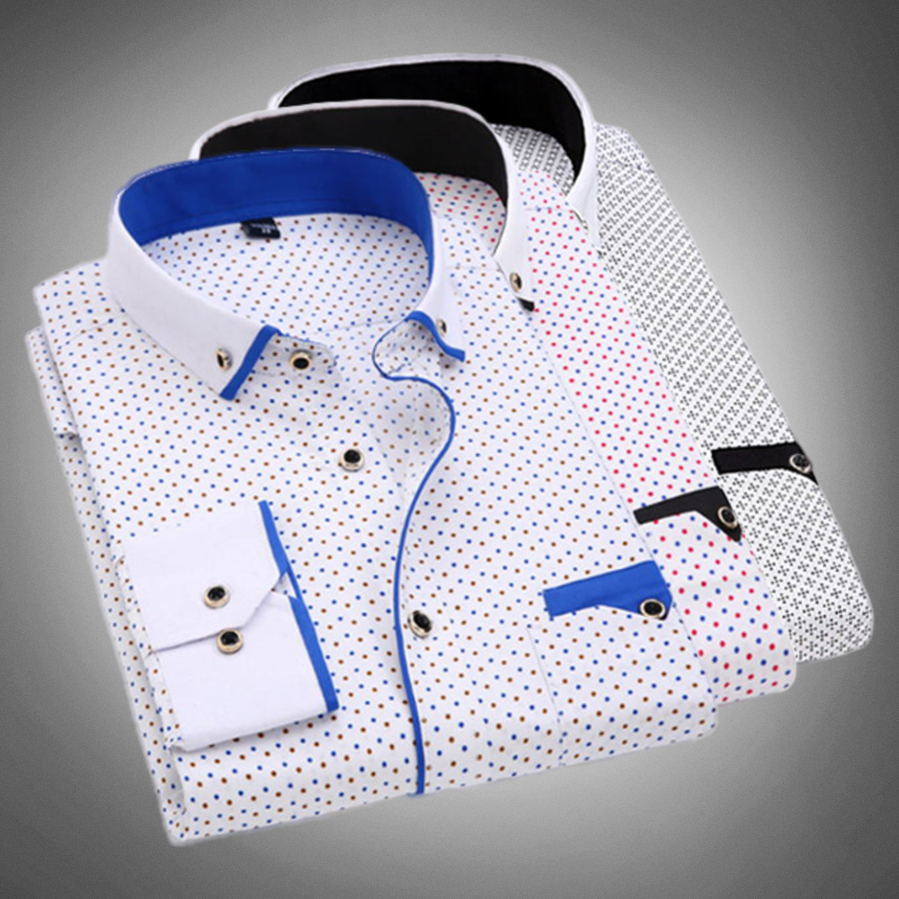 Stratford Slim Fit Cotton Dotted Dress Shirt