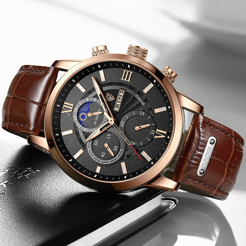 Ashton Leather Band Quartz Watch
