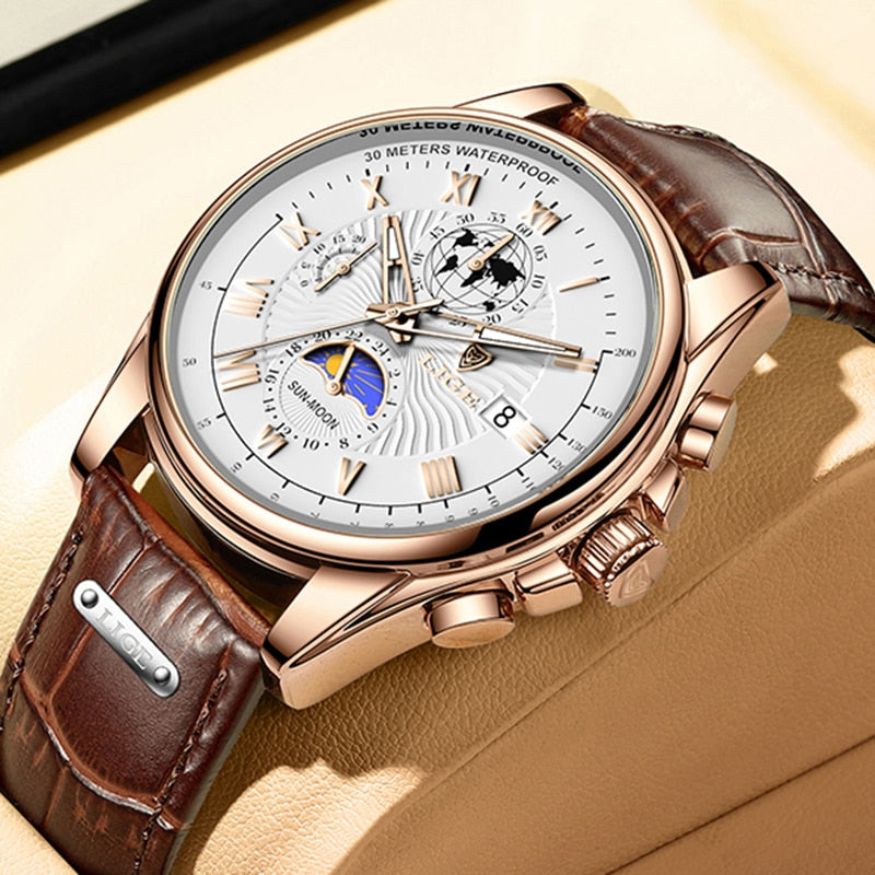 Harlow Leather Chronograph Watch