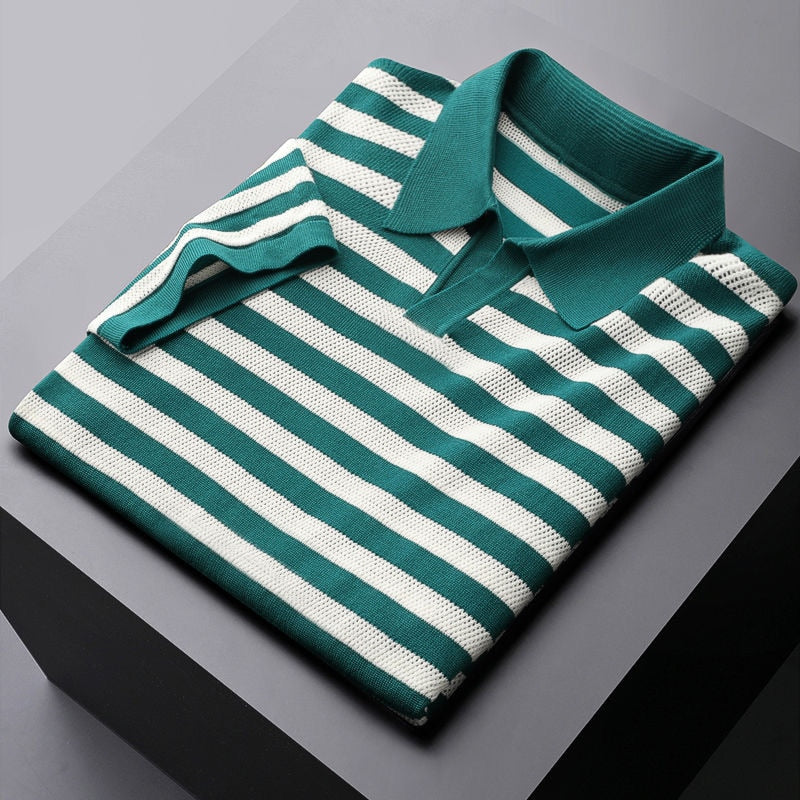 Harlow Striped Viscose Polo Shirt