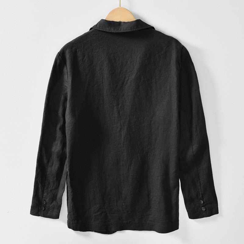 Cavendish Linen Notched-Lapel Blazer