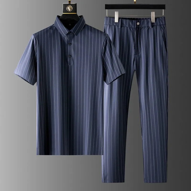 Valero Striped Short-Sleeve Shirt And Straight Trousers Set