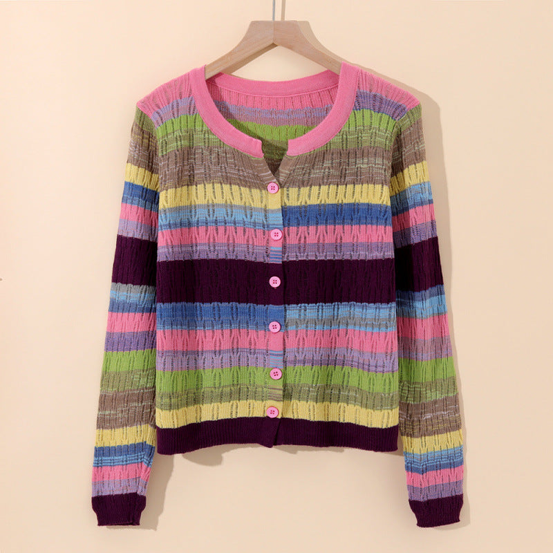 Sorento Striped Cotton Knit Cardigan