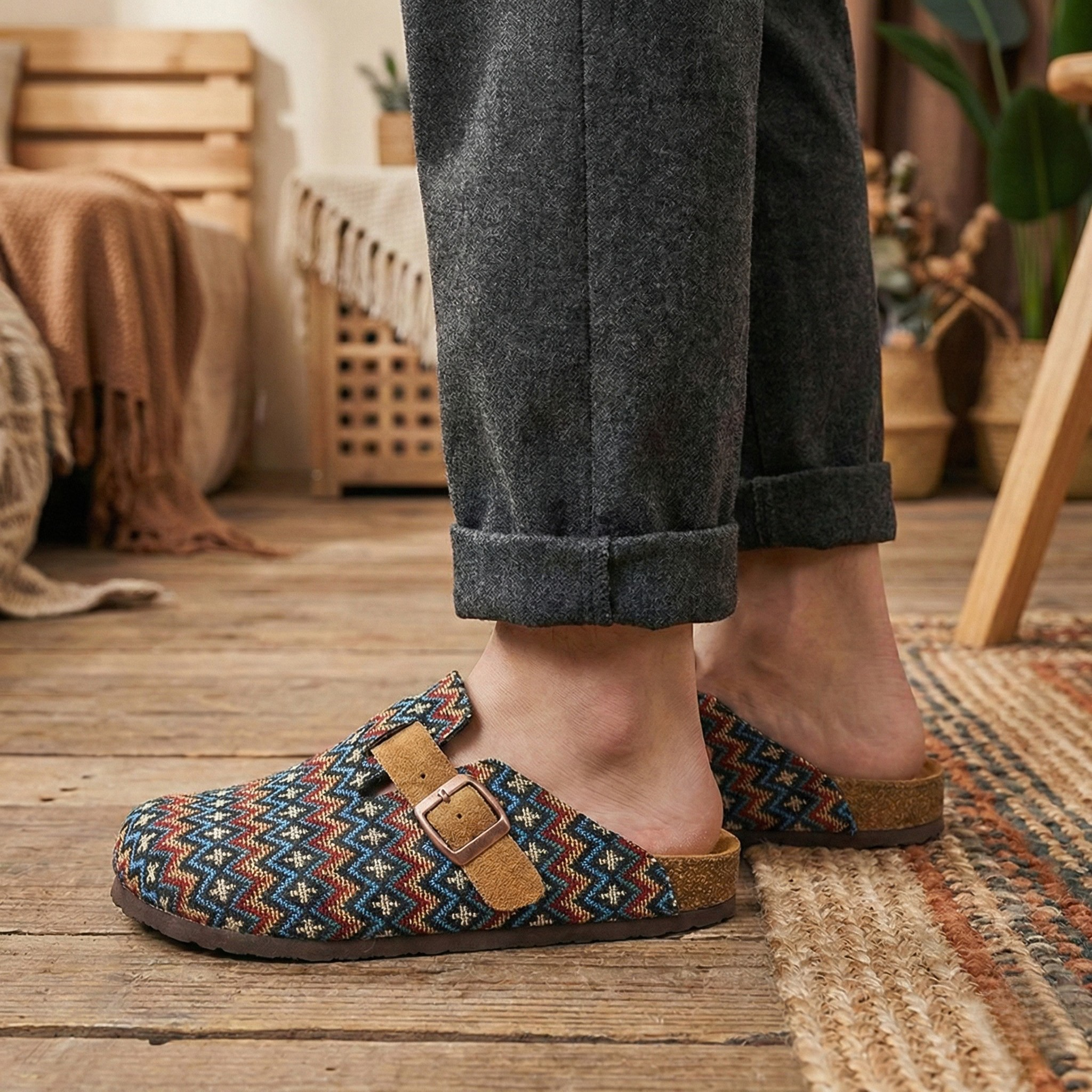 Hudson Canvas Cork Footbed Clogs