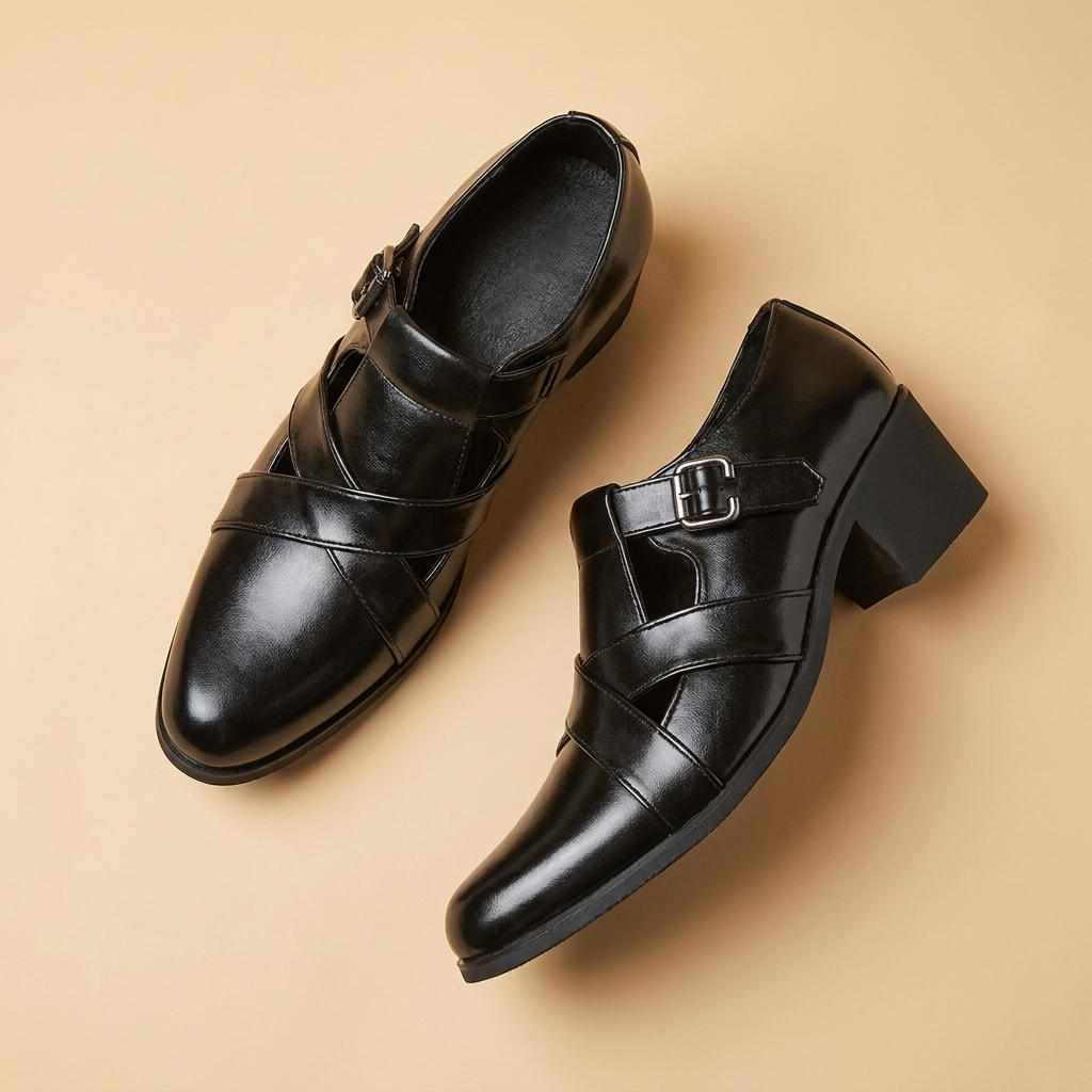 Larkin Men's Low-Top Buckle Shoes — Black
