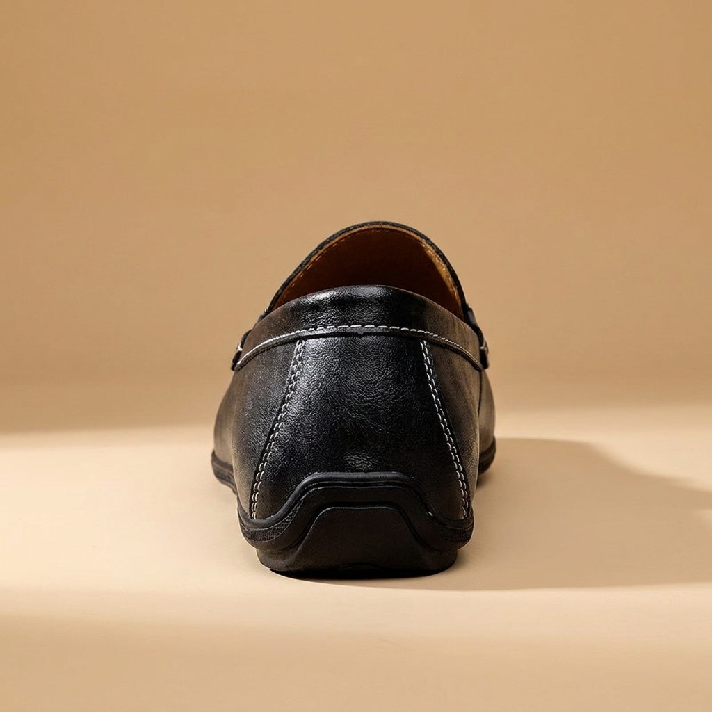 Brown leather slip-on loafers for men