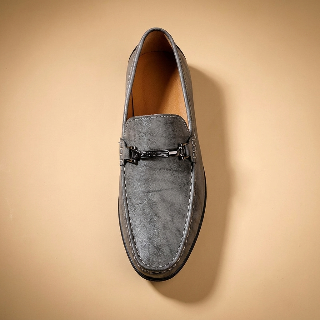 Orion Leather Men's Loafers — Gray