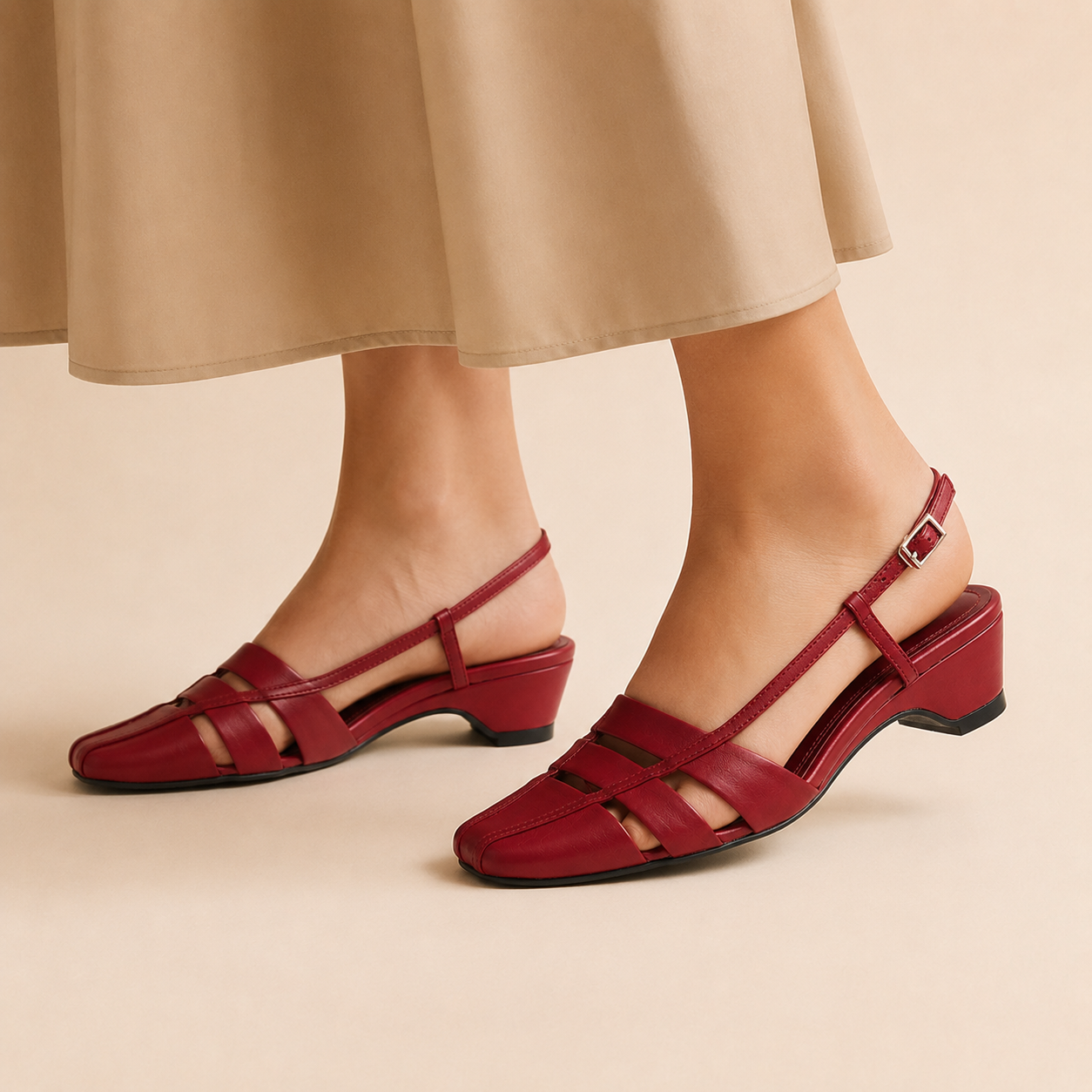 Ivy Leather Slingback Heels